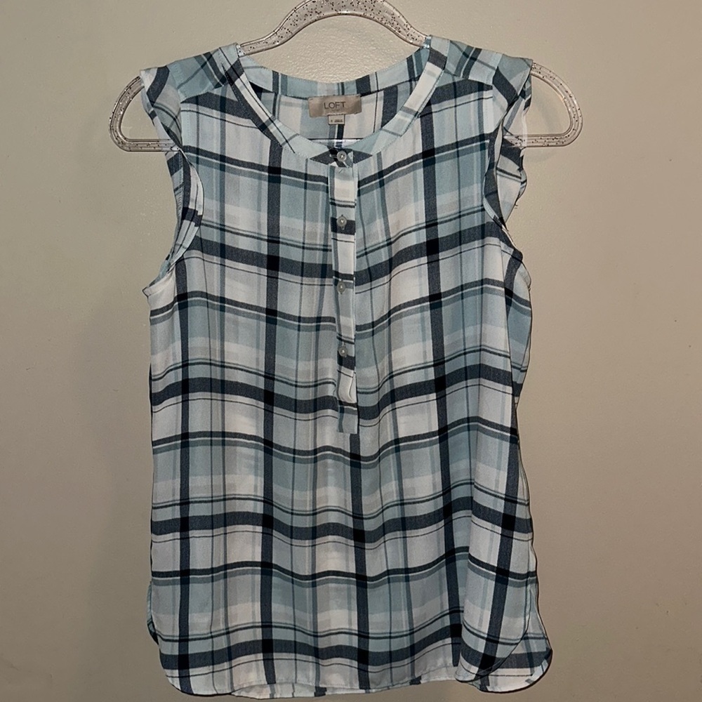 Loft‎ Plaid Popover Top | Small